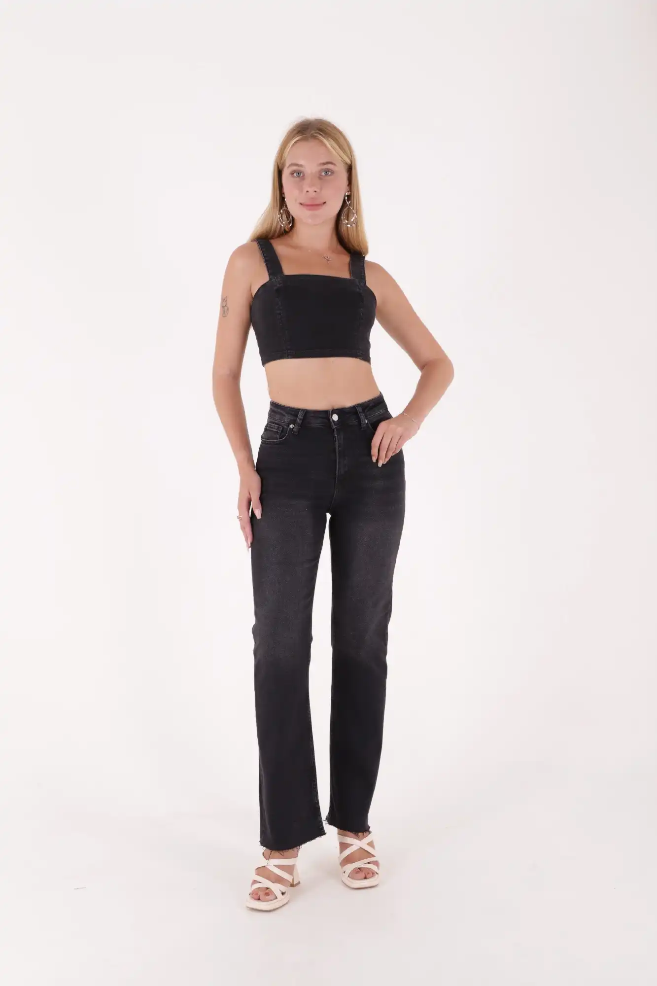 Dikişsiz Paça Bol Paça Relax Kot Pantolon